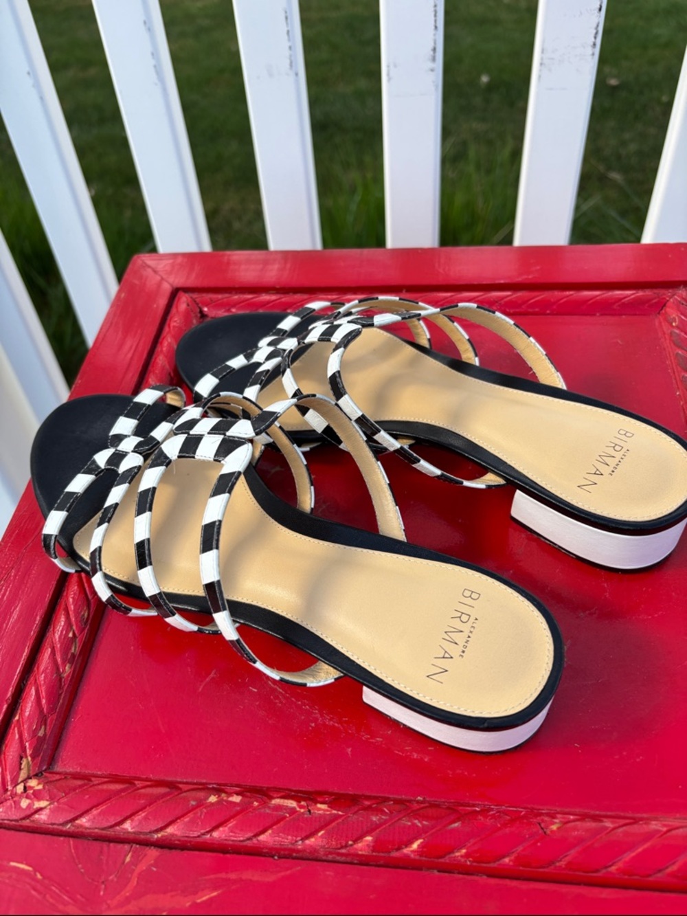 Alexandre Birman Black & White Sandals Size 7 - Picture 5 of 7